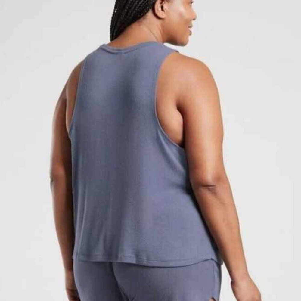 Athleta Well Rested Sleep Tank - Ribbed Blue - Picture 2 of 3